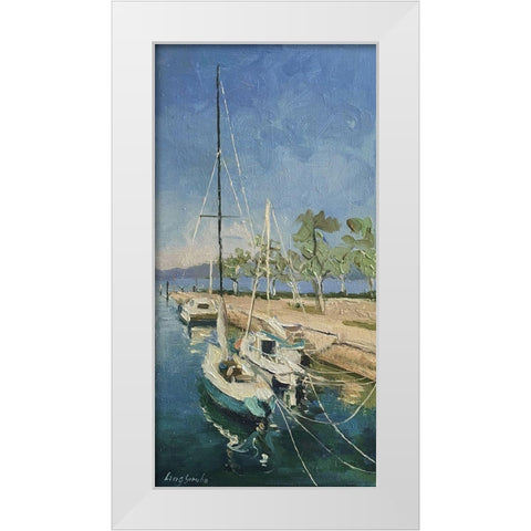 A Small Harbour in Italy White Modern Wood Framed Art Print by Strube, Ling