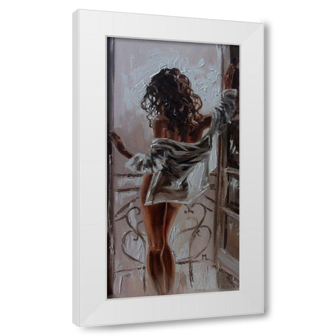 I am Waiting for You White Modern Wood Framed Art Print by Luniak, Monika