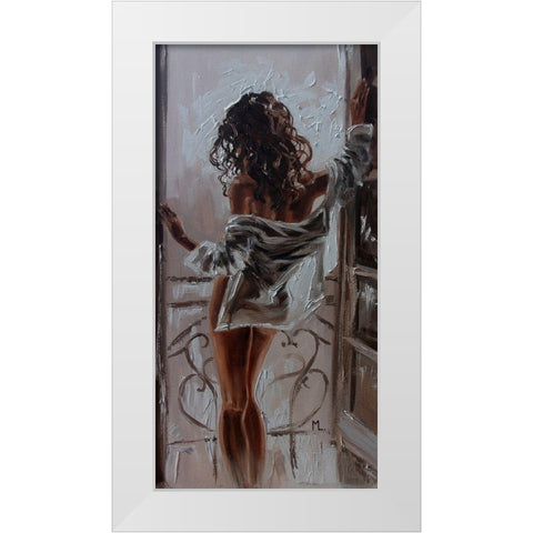 I am Waiting for You White Modern Wood Framed Art Print by Luniak, Monika