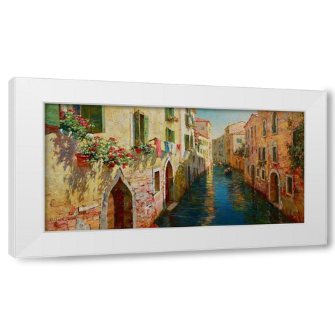 Flowers of Venice White Modern Wood Framed Art Print by Obuchovsky, Yury