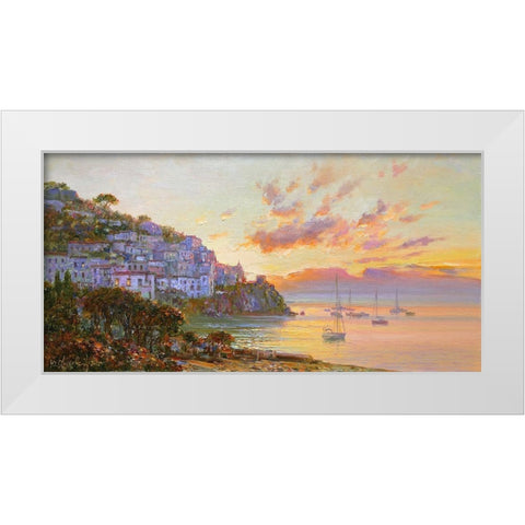 Amalfi. Extinguishing Day White Modern Wood Framed Art Print by Obuchovsky, Yury