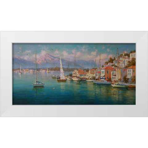 Island Poros White Modern Wood Framed Art Print by Obuchovsky, Yury