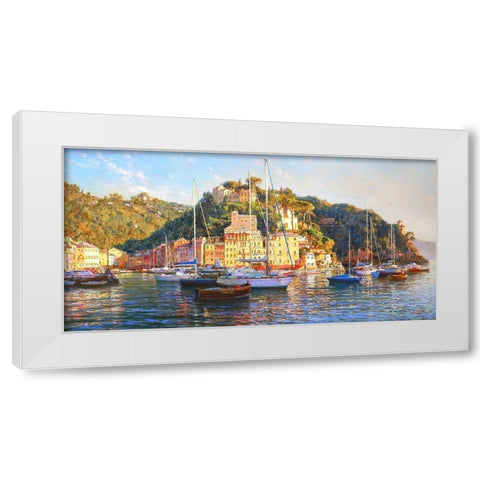 Portofino. Morning Light White Modern Wood Framed Art Print by Obuchovsky, Yury