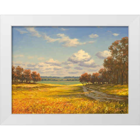 Autumn Field White Modern Wood Framed Art Print by Adamov, Alexey