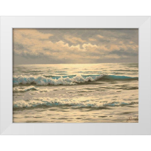 Just Waves White Modern Wood Framed Art Print by Adamov, Alexey