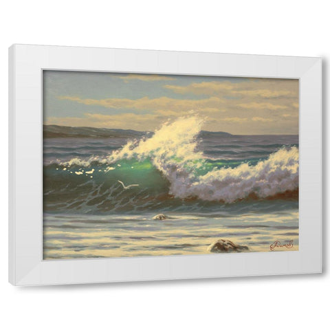 Big Wave White Modern Wood Framed Art Print by Adamov, Alexey