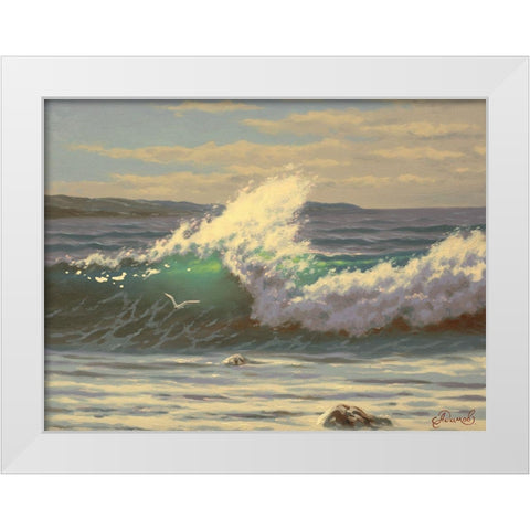 Big Wave White Modern Wood Framed Art Print by Adamov, Alexey