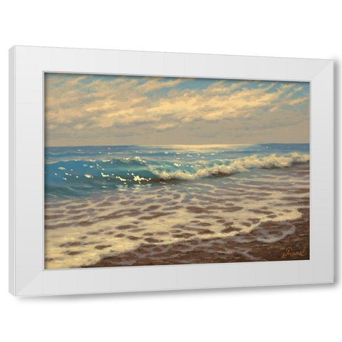 Waves by the coast White Modern Wood Framed Art Print by Adamov, Alexey