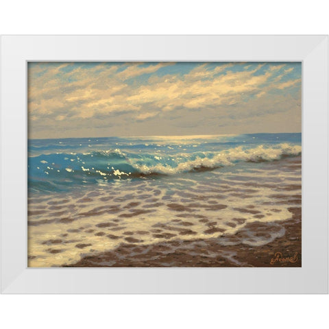 Waves by the coast White Modern Wood Framed Art Print by Adamov, Alexey