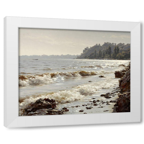 Sunshine Surf White Modern Wood Framed Art Print by Adamov, Alexey