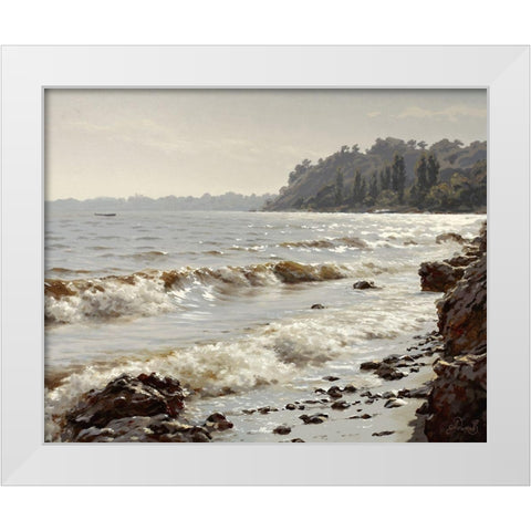 Sunshine Surf White Modern Wood Framed Art Print by Adamov, Alexey