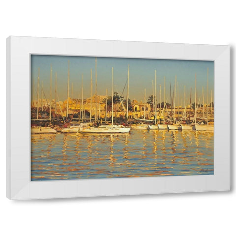 Sunshine Port White Modern Wood Framed Art Print by Adamov, Alexey