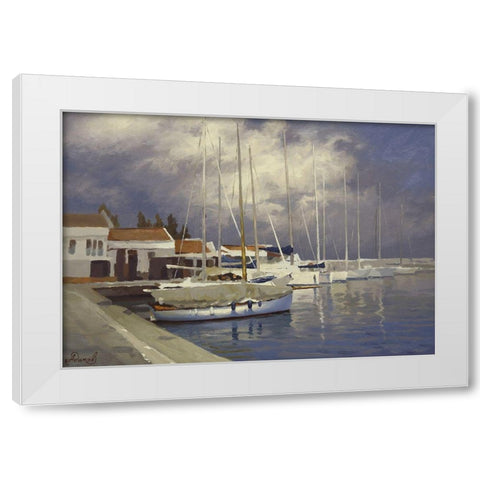Yacht Club White Modern Wood Framed Art Print by Adamov, Alexey