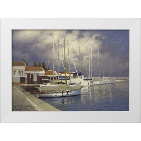 Yacht Club White Modern Wood Framed Art Print by Adamov, Alexey