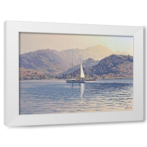 By warm Shore White Modern Wood Framed Art Print by Adamov, Alexey