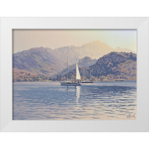 By warm Shore White Modern Wood Framed Art Print by Adamov, Alexey