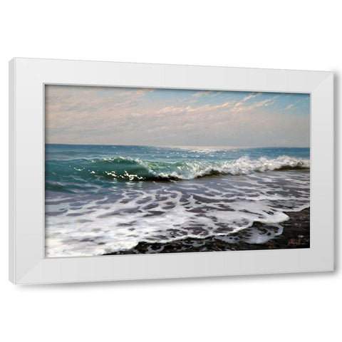 Surf Waves White Modern Wood Framed Art Print by Adamov, Alexey