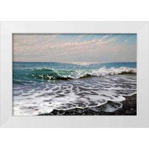 Surf Waves White Modern Wood Framed Art Print by Adamov, Alexey