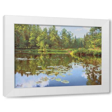 Watter Lilly White Modern Wood Framed Art Print by Adamov, Alexey