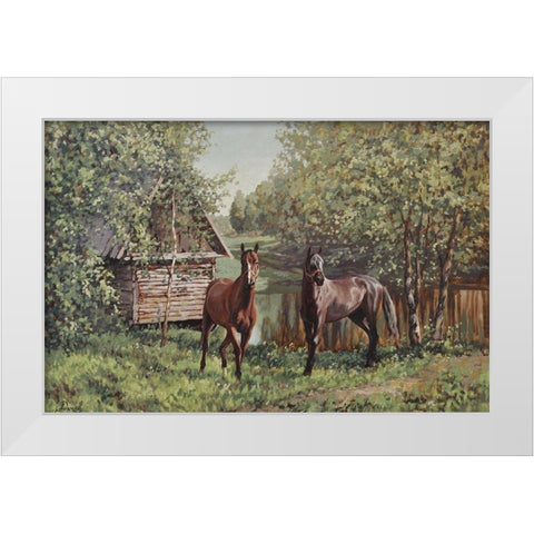 In the Spring White Modern Wood Framed Art Print by Adamov, Alexey