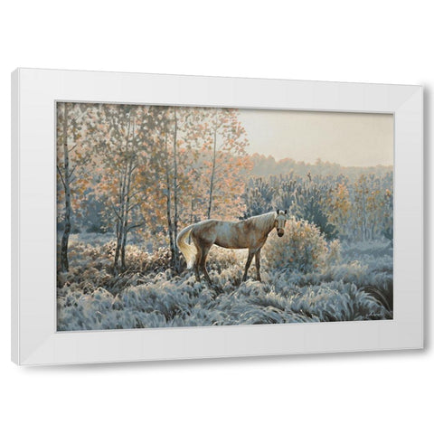 Winter Morning White Modern Wood Framed Art Print by Adamov, Alexey