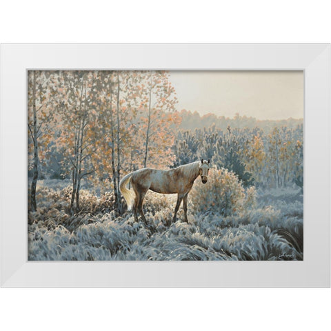 Winter Morning White Modern Wood Framed Art Print by Adamov, Alexey