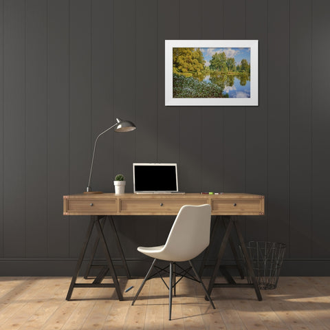 The Lake White Modern Wood Framed Art Print by Adamov, Alexey