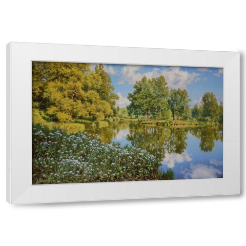 The Lake White Modern Wood Framed Art Print by Adamov, Alexey