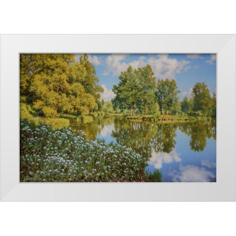 The Lake White Modern Wood Framed Art Print by Adamov, Alexey