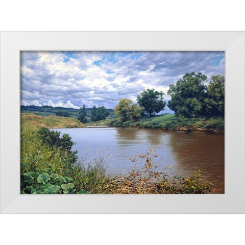 Hot Summer White Modern Wood Framed Art Print by Adamov, Alexey