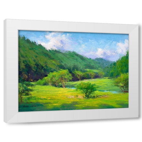 Summer Greens White Modern Wood Framed Art Print by Chaney, Alan