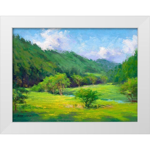 Summer Greens White Modern Wood Framed Art Print by Chaney, Alan