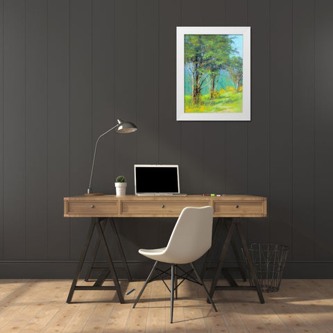 Trees in Spring White Modern Wood Framed Art Print by Chaney, Alan