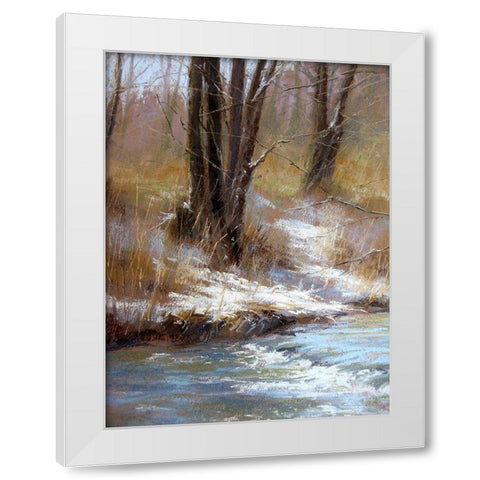 First snow by the River White Modern Wood Framed Art Print by Chaney, Alan