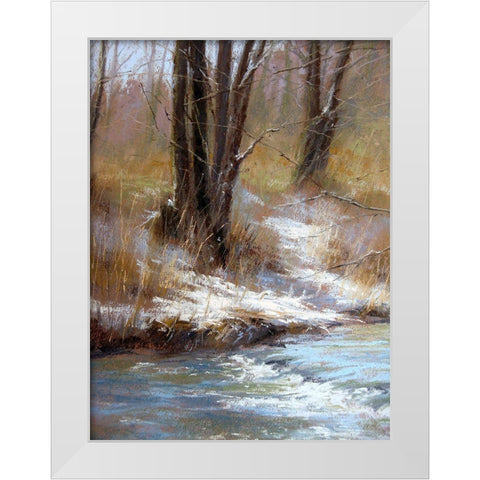 First snow by the River White Modern Wood Framed Art Print by Chaney, Alan