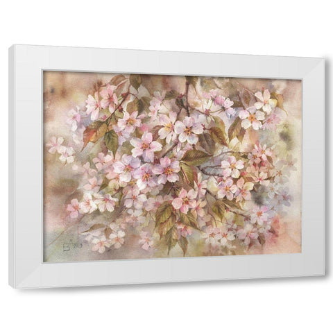 Sakura White Modern Wood Framed Art Print by Besedina, Anastasiia