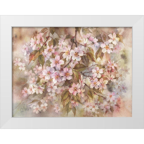 Sakura White Modern Wood Framed Art Print by Besedina, Anastasiia