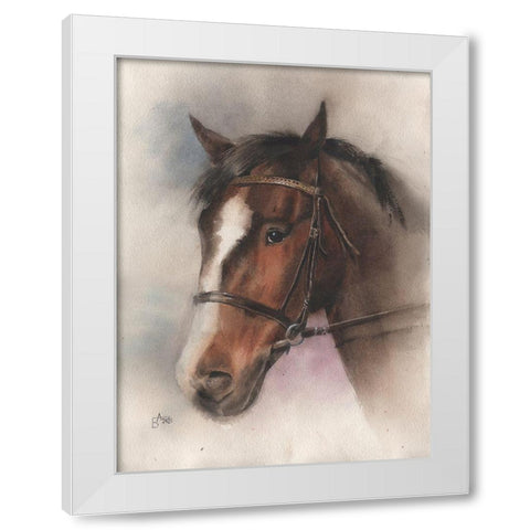 Brown Horse White Modern Wood Framed Art Print by Besedina, Anastasiia