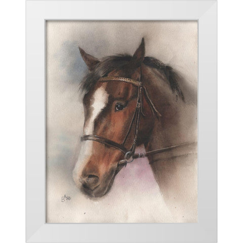 Brown Horse White Modern Wood Framed Art Print by Besedina, Anastasiia