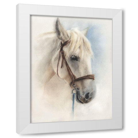 White Horse White Modern Wood Framed Art Print by Besedina, Anastasiia