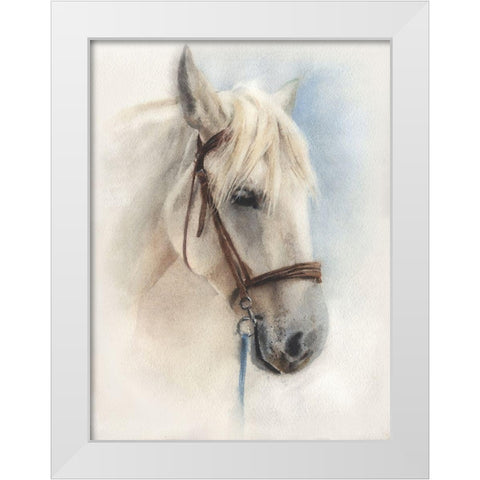 White Horse White Modern Wood Framed Art Print by Besedina, Anastasiia