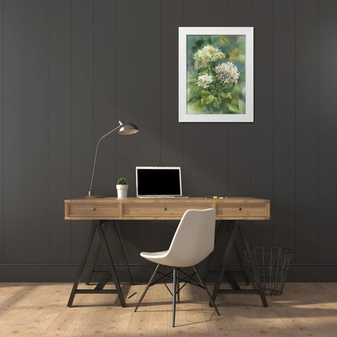 White Hydrangeas White Modern Wood Framed Art Print by Besedina, Anastasiia