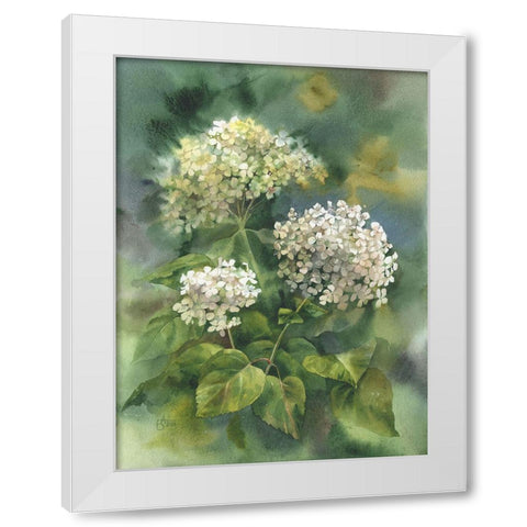 White Hydrangeas White Modern Wood Framed Art Print by Besedina, Anastasiia