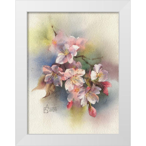 Rose Branch II White Modern Wood Framed Art Print by Besedina, Anastasiia