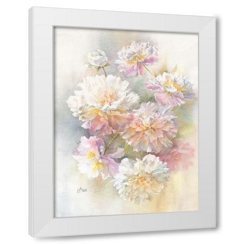Aerial Peonies White Modern Wood Framed Art Print by Besedina, Anastasiia