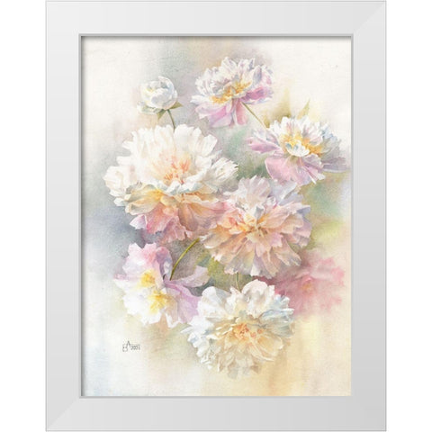 Aerial Peonies White Modern Wood Framed Art Print by Besedina, Anastasiia