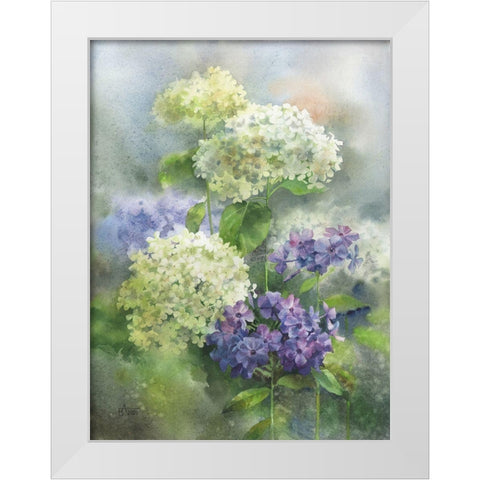 Hydrangea and Phloxes White Modern Wood Framed Art Print by Besedina, Anastasiia