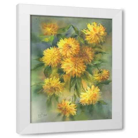 Golden Balls White Modern Wood Framed Art Print by Besedina, Anastasiia