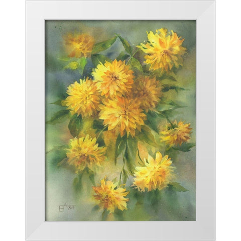 Golden Balls White Modern Wood Framed Art Print by Besedina, Anastasiia