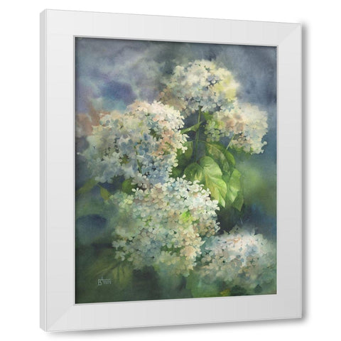 Solar Hydrangeas White Modern Wood Framed Art Print by Besedina, Anastasiia